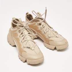Dior Beige Neoprene and Rubber D-Connect Low Top Sneakers Size 38