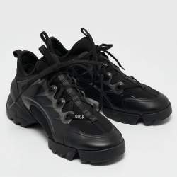 Dior Black Fabric and PVC D-Connect Low Top Sneakers Size 38