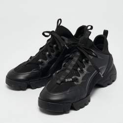 Dior Black Fabric and PVC D-Connect Low Top Sneakers Size 38