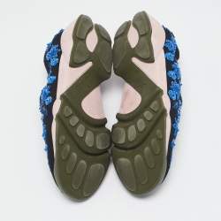 Dior Black Mesh Flower Embellished Fusion Slip On Sneakers Size 37