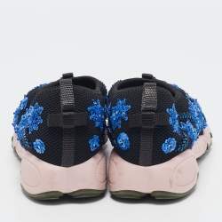 Dior Black Mesh Flower Embellished Fusion Slip On Sneakers Size 37