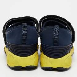Dior Navy Blue Neoprene And Mesh Embellished Fusion Slip On Sneakers Size 40.5