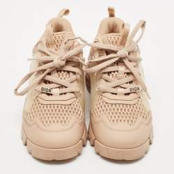 Dior Beige Fabric and Leather D-Connect Low Top Sneakers Size 37