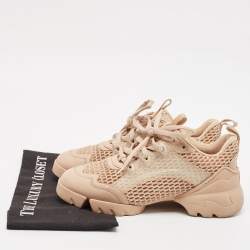 Dior Beige Fabric and Leather D-Connect Low Top Sneakers Size 37