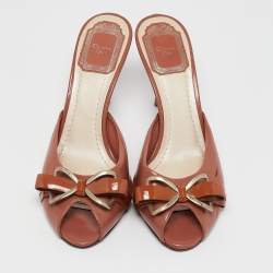 Dior Blush Pink Bow Chain Detail Open Toe Sandals Size 37