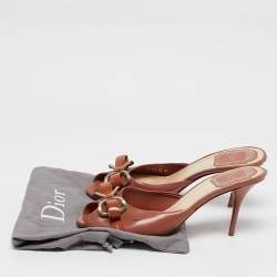 Dior Blush Pink Bow Chain Detail Open Toe Sandals Size 37