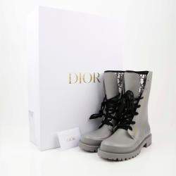 Dior Gray Rubber Diorcamp Ankle Boots Size 35