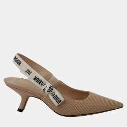Dior Nude Technical Fabric J'Adior Slingback Pumps Size 35.5
