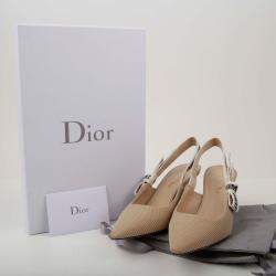 Dior Nude Technical Fabric J'Adior Slingback Pumps Size 35.5
