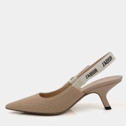Dior Nude Technical Fabric J'Adior Slingback Pumps Size 35.5