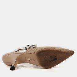Dior Nude Technical Fabric J'Adior Slingback Pumps Size 35.5