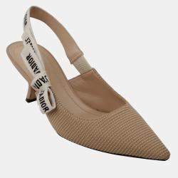 Dior Nude Technical Fabric J'Adior Slingback Pumps Size 35.5