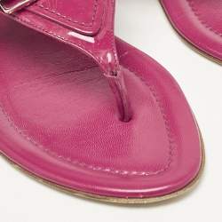 Dior Purple Patent Leather Bow Thong Flat Slides Size 37