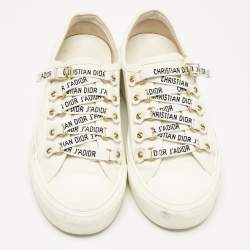Dior White Canvas Walk'n'Dior Low Top Sneakers Size 34.5