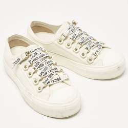 Dior White Canvas Walk'n'Dior Low Top Sneakers Size 34.5