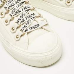 Dior White Canvas Walk'n'Dior Low Top Sneakers Size 34.5
