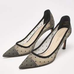 مملوكة مسبقًا حذاء كعب عالي ديور دي موا شبكة منقطة سوداء مقاس 36