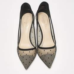 مملوكة مسبقًا حذاء كعب عالي ديور دي موا شبكة منقطة سوداء مقاس 36