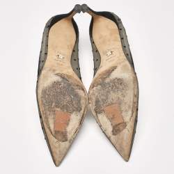 مملوكة مسبقًا حذاء كعب عالي ديور دي موا شبكة منقطة سوداء مقاس 36