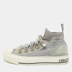 Dior Grey Cannage Knit Fabric Walk'n'Dior Sneakers Size 37