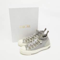 Dior Grey Cannage Knit Fabric Walk'n'Dior Sneakers Size 37