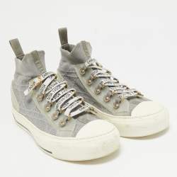 Dior Grey Cannage Knit Fabric Walk'n'Dior Sneakers Size 37