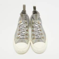 Dior Grey Cannage Knit Fabric Walk'n'Dior Sneakers Size 37