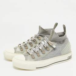 Dior Grey Cannage Knit Fabric Walk'n'Dior Sneakers Size 37