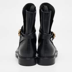 Pre Owned Dior Black Leather CD Logo Ankle Boots Size 36