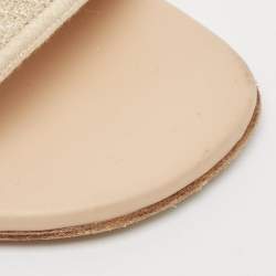 Dior Beige Canvas Dway Flat Slides Size 37