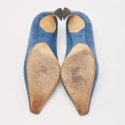 Dior Blue Suede Pointed Toe Ombre Heel Pumps Size 38.5