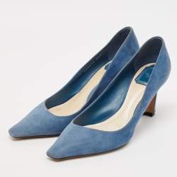 Dior Blue Suede Pointed Toe Ombre Heel Pumps Size 38.5