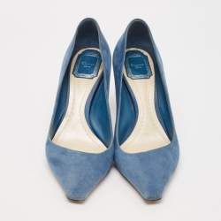 Dior Blue Suede Pointed Toe Ombre Heel Pumps Size 38.5