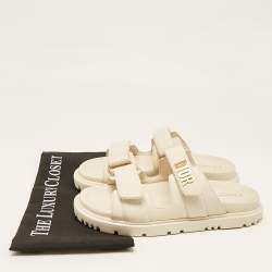 Pre Owned Dior Cream Leather DiorAct Flat Slides Size 37.5