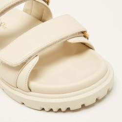 Pre Owned Dior Cream Leather DiorAct Flat Slides Size 37.5