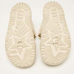 Pre Owned Dior Cream Leather DiorAct Flat Slides Size 37.5