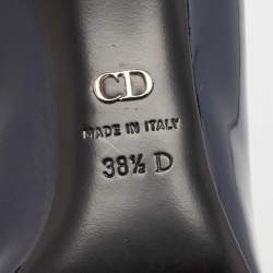 مملوكة مسبقًا حذاء كعب عالي ديور مقدمة مدببة مزخرف كريستال جلد لامع أزرق مقا�س 37