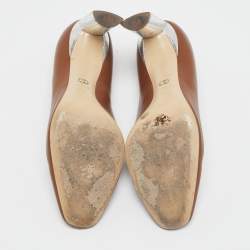 Dior Brown/Silver Leather Savane Pumps Size 38.5