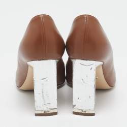 Dior Brown/Silver Leather Savane Pumps Size 38.5