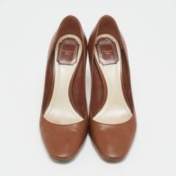 Dior Brown/Silver Leather Savane Pumps Size 38.5
