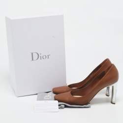 Dior Brown/Silver Leather Savane Pumps Size 38.5