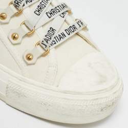 Dior White Canvas Walk'n'Dior Low Top Sneakers Size 37.5