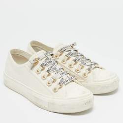 Dior White Canvas Walk'n'Dior Low Top Sneakers Size 37.5