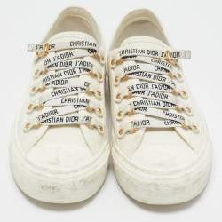 Dior White Canvas Walk'n'Dior Low Top Sneakers Size 37.5