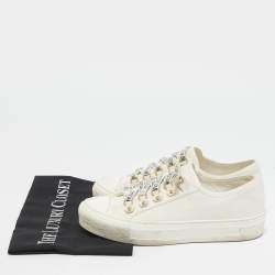 Dior White Canvas Walk'n'Dior Low Top Sneakers Size 37.5