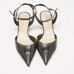 Dior Black Leather Pointed Toe Slingback Pumps Size 37