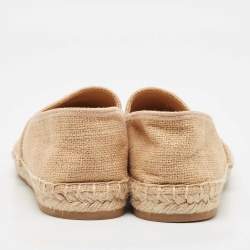 Dior Brown Embroidered Raffia Granville Espadrille Flats Size 40