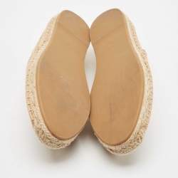 Dior Brown Embroidered Raffia Granville Espadrille Flats Size 40
