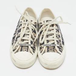 Dior Navy Blue Canvas Walk'n'Dior Lace Up Sneakers Size 39