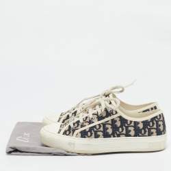 Dior Navy Blue Canvas Walk'n'Dior Lace Up Sneakers Size 39